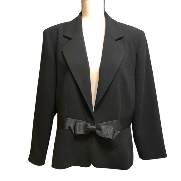 JULiAN TAYLOR Blazer Suit Jacket Decorative Bow Black Sz 14 - Picture 3 of 10